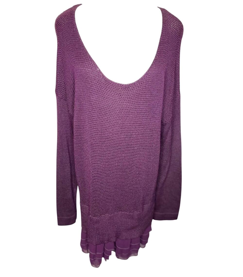 Soft Surroundings XL Provence Pullover Sweater Wool Blend Multi-flounce Hem EUC